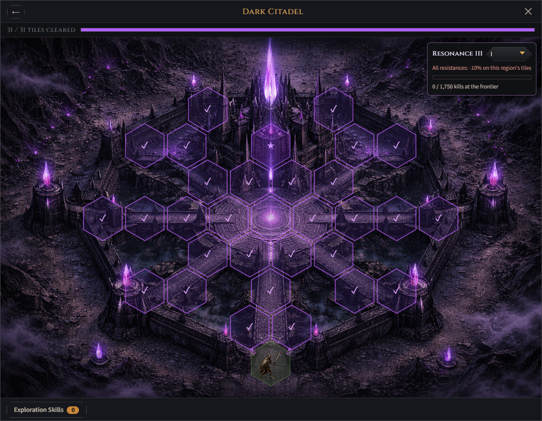 The Dark Citadel hex map