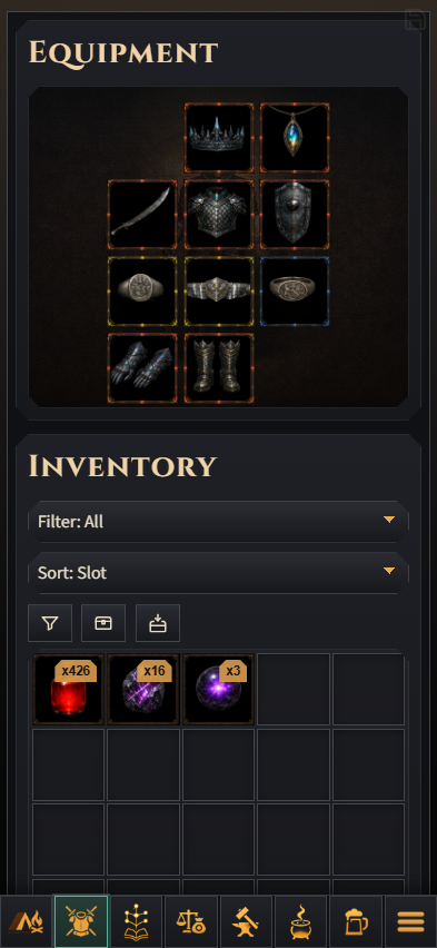 Inventory & equipment on mobile