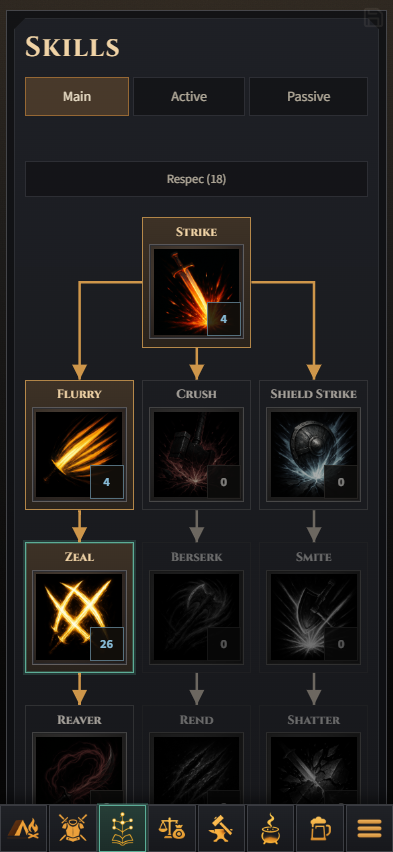 Skill tree on mobile