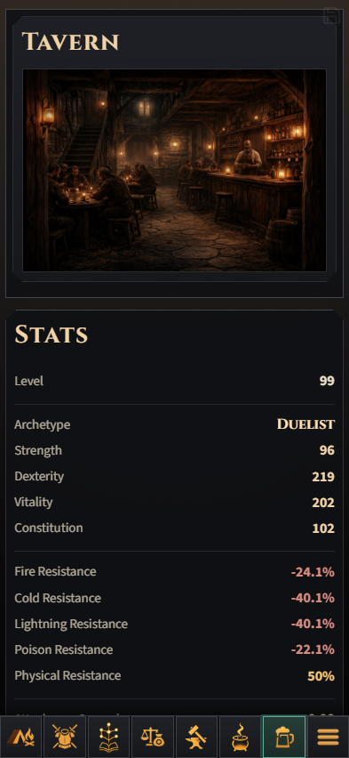 The Tavern on mobile